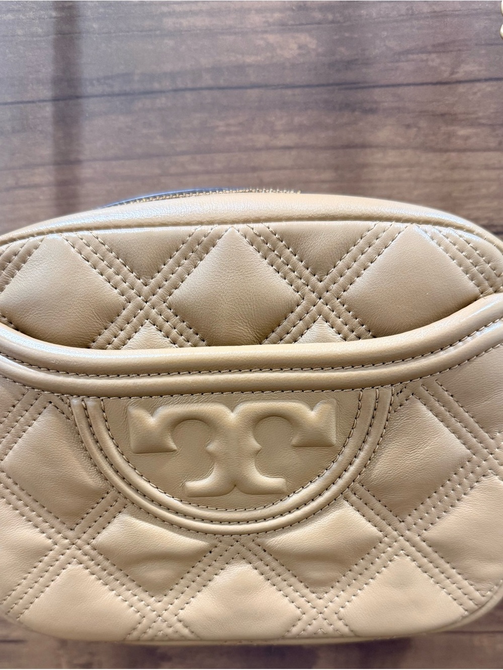 Tory Burch Quilted Mini Camera Bag in Beige